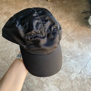 Ganni Black Satin Cap